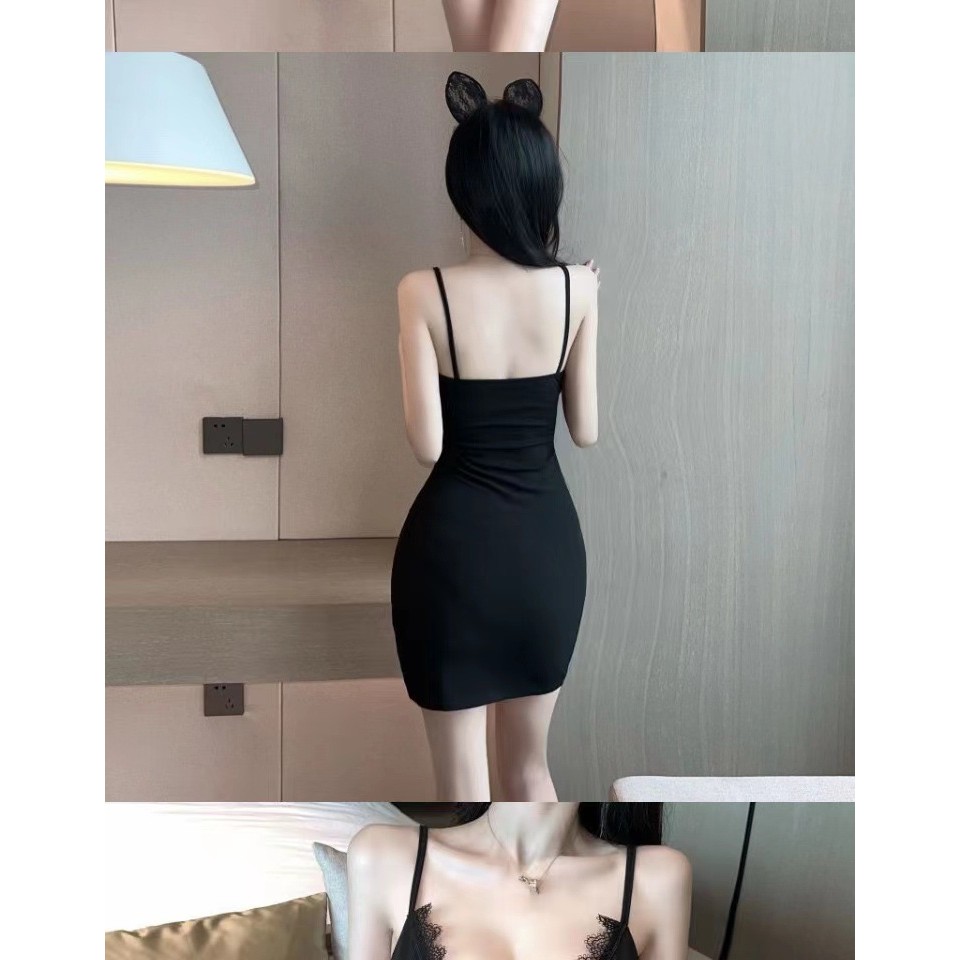 Đầm chữ V ren màu đỏ gợi cảm cho hộp đêm