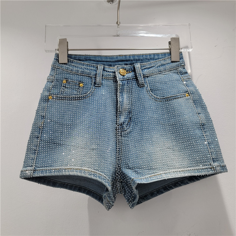 Gypsophila Nhấp Nháy Kim Cương Nóng bỏng Mỹ Cô Gái Denim Quần Short Nữ Mùa Xuân Mùa Hè Cao Cấp Ôm Hơn Nhìn Gợi Cảm Hông Đóng Gói Quần Nóng