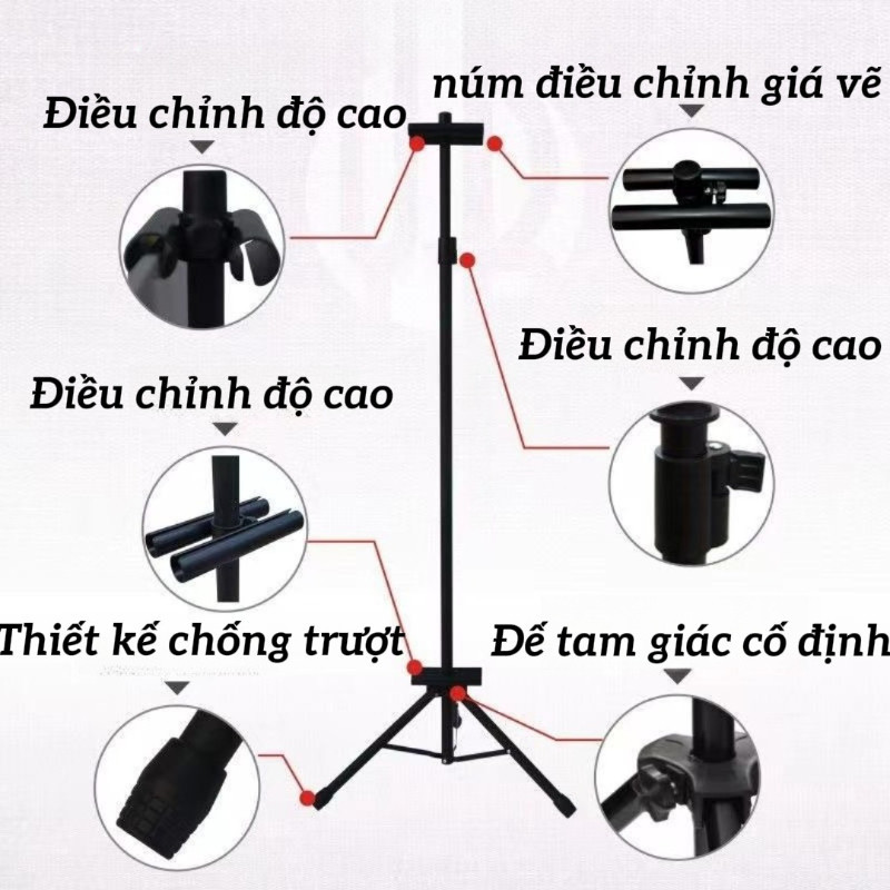 Giá Vẽ 3 Chân Cao Cấp - Giá Treo Poster 2 Mặt, Gấp Gọn & Điều Chỉnh Độ Cao, Cho Hội Chợ, Siêu Thị, Tiệc Cưới