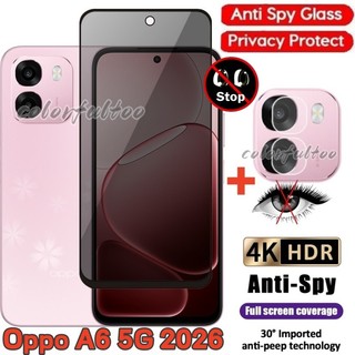 Kính Cường Lực Riêng Tư 2in1 Cho Oppo A6 A6S A6t A6x A 6X A 6T OppoA6S 4G 5G 9H Full Cover Chống Gián Điệp Peek Kính Riêng Bảo Vệ Màn Hình Cho OppoA6t OppoA6 2026 Mặt Sau Ống Kính Máy Ảnh Phim