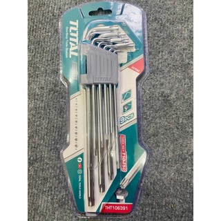 Bộ lục giác vặn ốc Total THT106391 - THT106292 loại dài đầu bi, đầu bông 9 món loại đẹp chịu lực tốt