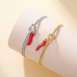 Vòng tay cornicello nam làm từ thép không gỉ, mang lại may mắn và bảo vệ