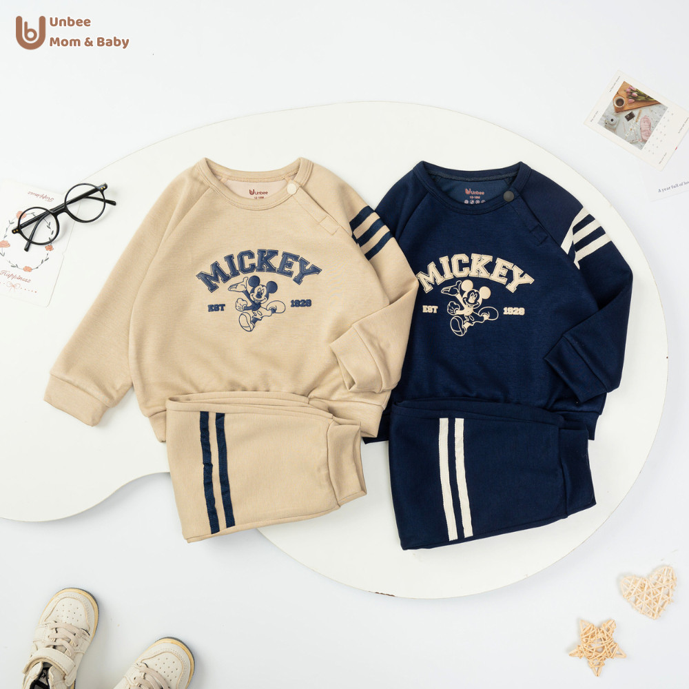 Bộ quần áo thu đông bé trai Unbee chất liệu nỉ 2 da cao cấp - Set đồ thể thao cho bé mùa đông