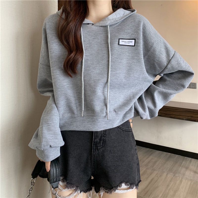 Áo hoodie nữ dáng rộng có mũ trùm đầu, phiên bản Hàn Quốc phù hợp mùa thu đông