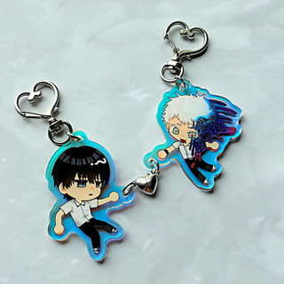 Adorable TSHD Blue Anime Keychain Charms - Hikaru & Yoshiki Pair Design | Magnetic Acrylic for Friends or Couples