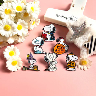 6 Cái / bộ Dễ Thương Snoopy Halloween Bí Ngô Kim Loại Giọt Dầu Quần Áo Túi Trang Trí Pin