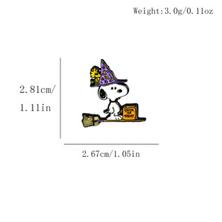 6 Cái / bộ Dễ Thương Snoopy Halloween Bí Ngô Kim Loại Giọt Dầu Quần Áo Túi Trang Trí Pin