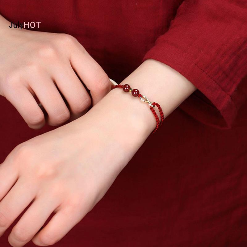 JULYHOT Thời Trang Đơn Giản Luy Vòng Tay Dành Cho Nữ Handmade Biểu Tượng Cặp Đôi Vòng Tay Cinnabar Hạt Vòng Tay Quà Tặng Massivedeals