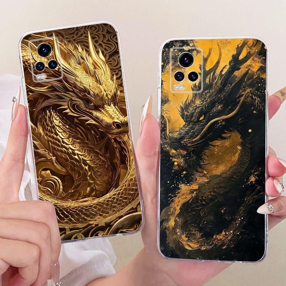 Dành Cho Vivo V20 SE V2022 V2023 V2024 Vivo Y70 Ốp Lưng Điện Thoại Rồng Trung Quốc Mèo Dễ Thương Họa Tiết Hoạt Hình Vỏ Mềm Trong Suốt Silicon