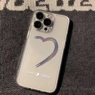 Ốp Lưng Đôi iPhone Trái Tim Viền Thẳng, Trong Suốt Bảo Vệ Camera - iP 6/6s/7/8/Plus/X/XS/11/12/13/14/15/16/17/Pro/Max