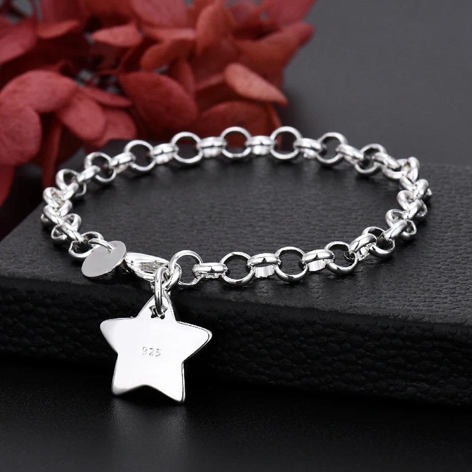 Vòng tay charm ngôi sao bạc 925 sang trọng, phù hợp dự tiệc cưới