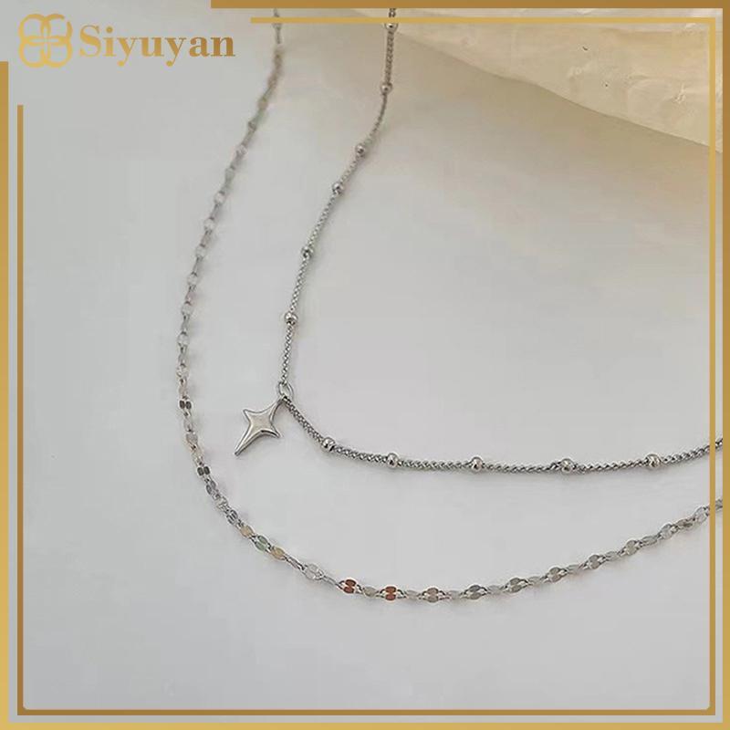 Siyuyan Thời Trang Nữ Mặt Dây Chuyền Chữ Thập Nelace Boho Hai Lớp Nelace Cho Nữ Cô Gái Hai Lớp Dây Xích Nelace Punk Trang Sức Dự Tiệc VN