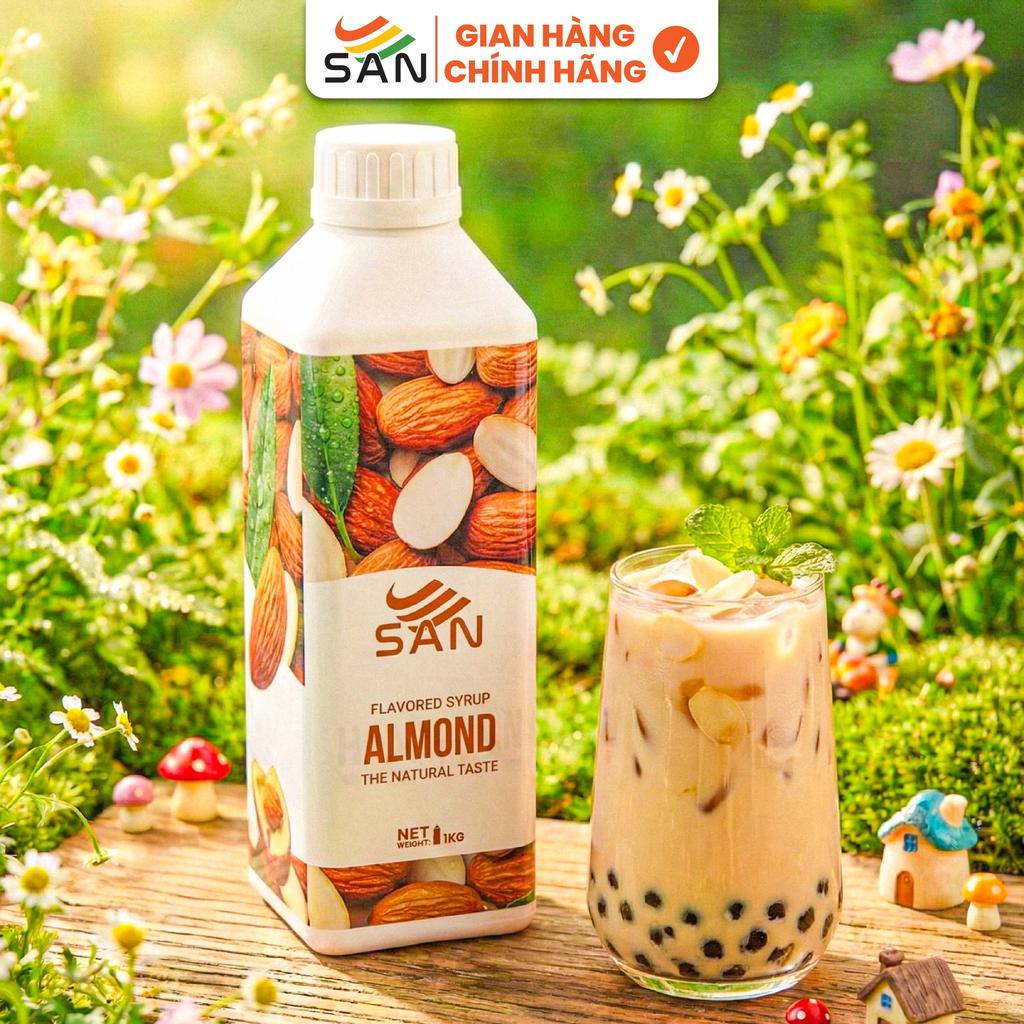 Syrup/siro Hạnh nhân (Almond) SAN, đậm đà, có chai chiết 100ml, tặng công thức, latte, trà sữa