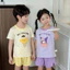 Bộ đồ ngắn tay trẻ em mùa hè 95 Cotton Lycra thêu màu kẹo 100-140 Size VA6I