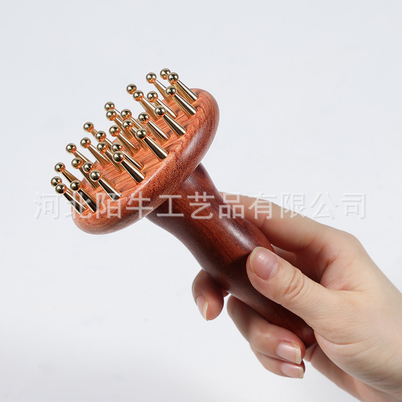 Lược Massage móng tay bằng đồng bằng gỗ hồng ngoại Brazil 28-Tooth Đầu kinh tuyến Lược gỗ nguyên khối năm tầng Bàn chải gỗ đàn hương Lược gia dụng Q2IB