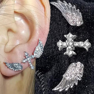 Bông tai hình cánh thiên thần đính đá zircon sáng bóng - Quà tặng cặp đôi unisex