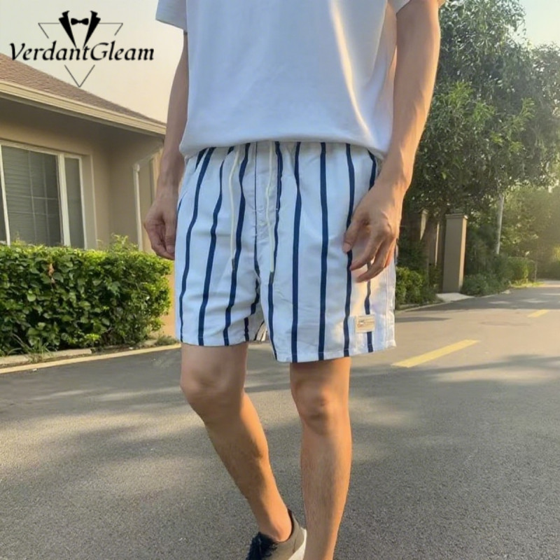 Quần short đi biển sọc nhanh khô mùa hè VG 2026 dành cho nam, quần bơi chống nước dáng rộng vừa vặn