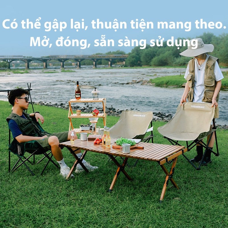 Ghế Camping Gấp Gọn có thể gập lại ngoài trời có thể điều chỉnh độ cao Ghế mặt trăng di động Tải trọng 300kg Câu cá