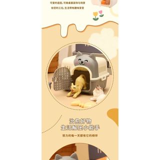 Mô Phỏng Mini Động Vật Mèo Trẻ Em Nhà Chơi Bộ Đồ Trang Trí Nhỏ Chó Con Búp Bê Đồ Chơi Mô Hình Mèo Lồng Ăn