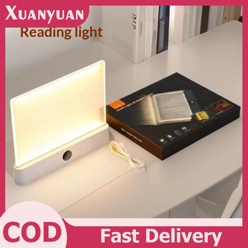 XUAN Đèn đọc sách LED trong suốt, sạc pin, 3 màu, tấm đèn phẳng điều chỉnh độ sáng, hẹn giờ, full trang