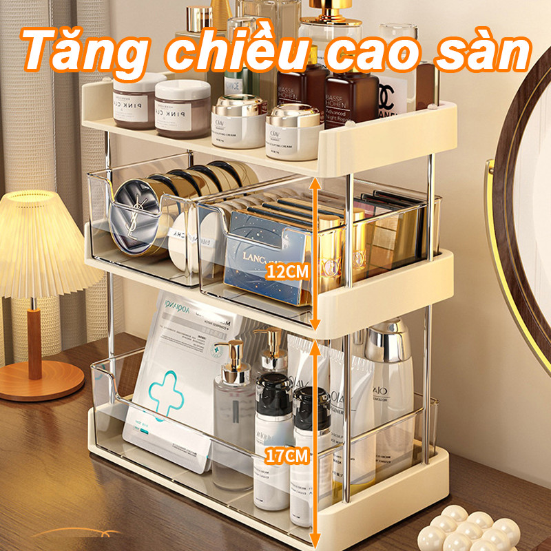 Dụng Cụ Trang Điểm Có Ngăn Kéo 2 / 3 Lớp Dung Tích Lớn Chống Bụi Đựng Mỹ Phẩm Cho Bàn Trang Điểm Phòng Tắm