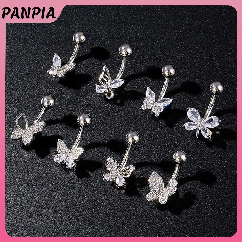 Nhẫn rốn nữ thời trang với nơ bụng, thép không gỉ và zircon, phù hợp làm đồ trang sức gợi cảm cho nữ và gái nhỏ.