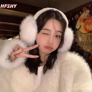 HFSHY Thời Trang Mềm Mại Lông Thú Giả Ấm Tai Mùa Đông Bịt Tai Cho Nữ Màu Trơn Earflap Ngoài Trời Bảo Vệ Lạnh Bịt Tai VN