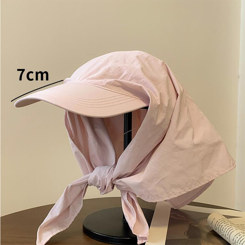 Mũ Đội chống nắng Vành Nhỏ Lưỡi Trai có dây đeo cổ Mau Khô Màu trơn siêu mỏng bảo vệ cổ ngoài trời mùa hè dành cho nữ