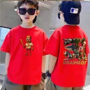 Nam áo cotton, phong cách núi biển, thời trang linh hoạt, cổ tròn, 90-150 tuổi, 3-14 tuổi.