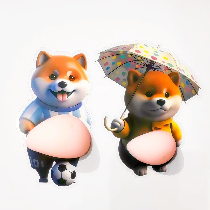 SQ3 Bụng Lớn Shiba Inu Corgi Silicon Mềm Xe Chống Va Chạm Miếng Dán Nhà Chống Va Chạm Đồ Chơi Squishy QS3