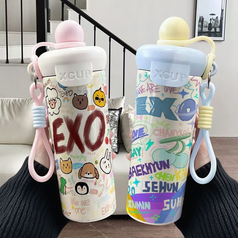 [Giảm giá] Cốc giữ nhiệt hàng hóa Alice EXO Graffiti 316 Ống hút bằng thép không gỉ Dung tích lớn Cốc trà cà phê mặt cao