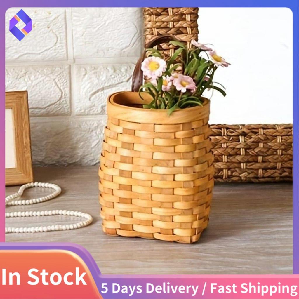 Giỏ treo tường bằng gỗ, Hộp đựng đồ ăn nhẹ trái cây để bàn, Tay cầm bằng da mục vụ Giỏ đựng đồ thủ công Dễ dàng lắp đặt Dễ dàng sử dụng