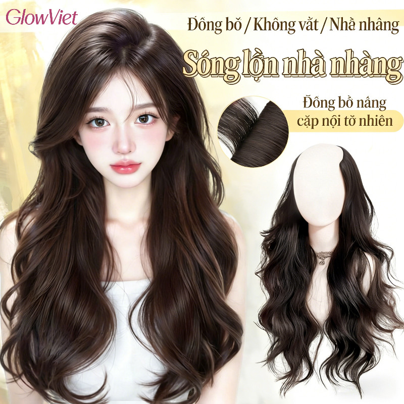Tóc giả một mảnh, Tóc Xoăn Tỉa Tầng Phong, Thiết Kế Dễ Đeo, Cách Trẻ Trung Tiểu Thư Dài 50cm