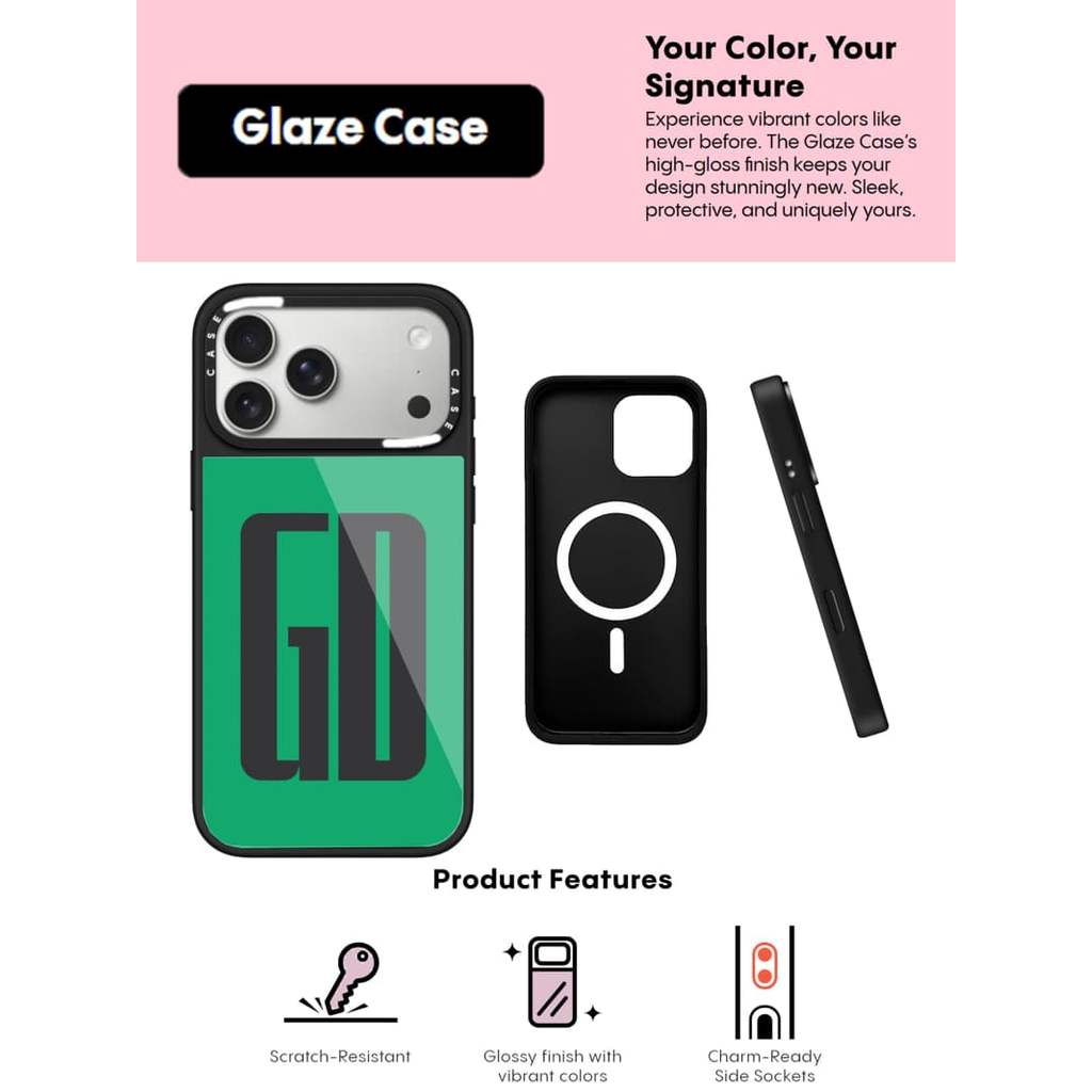 CASECASE X Creative Letters GD Case Chống Trầy Xước Từ Hút Kính Cho IPhone 17 Air 16 15 14 Pro Max Plus Ốp Lưng Cứng Có Hộp Khắc Logo