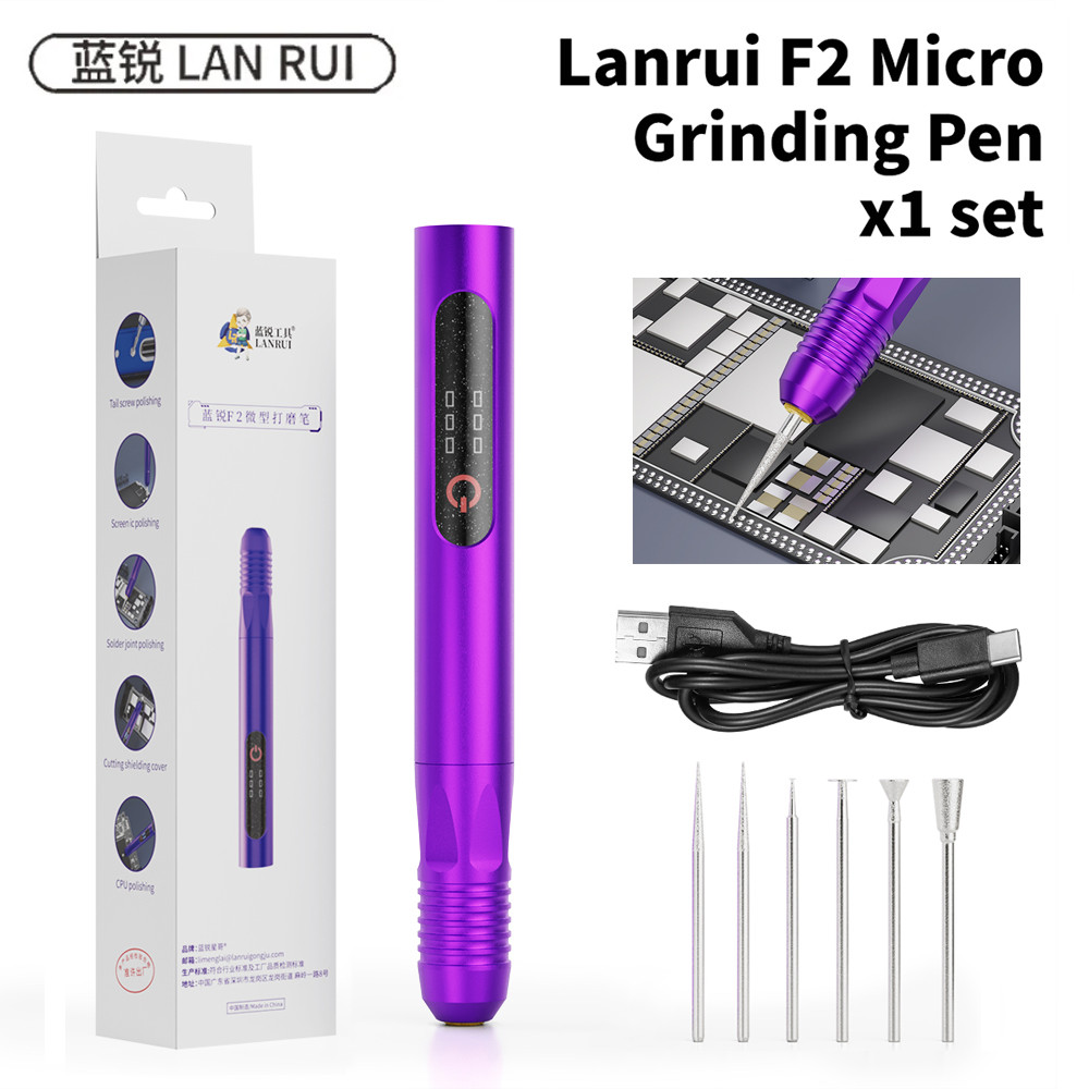 Lanrui F2 Micro Mài Bút 3 Tốc Độ Có Thể Điều Chỉnh Type-C Sạc Cho Bảng Mạch Loại Bỏ Vít Sửa Chữa Và Chip Mài Dụng Cụ