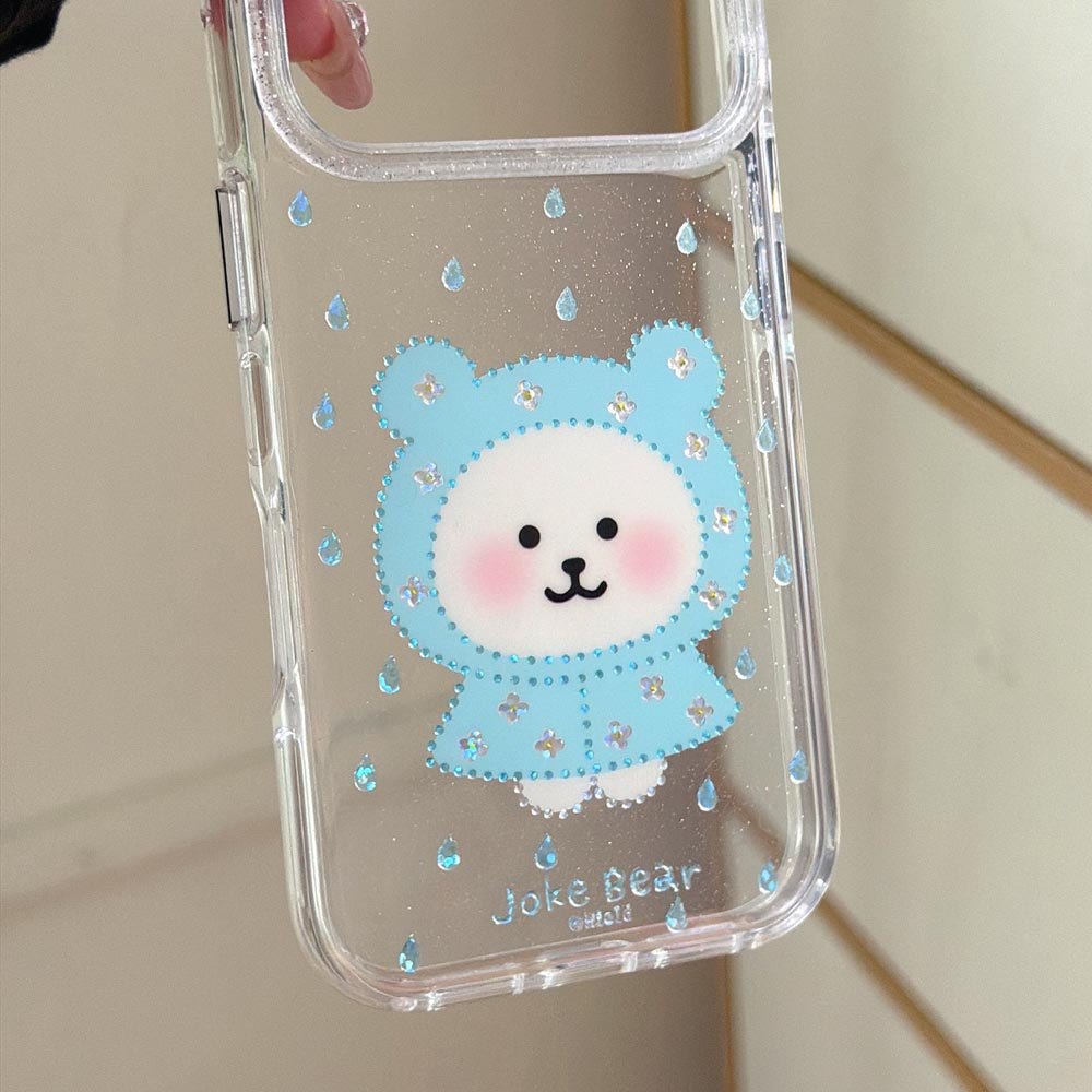 Vỏ cứng trong suốt Tương thích với iPhone 13 14 14Pro 14ProMax 15 15Pro 15ProMax 16 16Pro 16ProMax 17 17Pro 17ProMax Ốp họa tiết gấu áo mưa