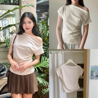 Áo Thun Lệch Vai Xếp Ly, Áo lệch vai Co Dãn MềmÁo Thun Lệch Vai Xếp Ly ,Áo Trễ Vai tiểu thư