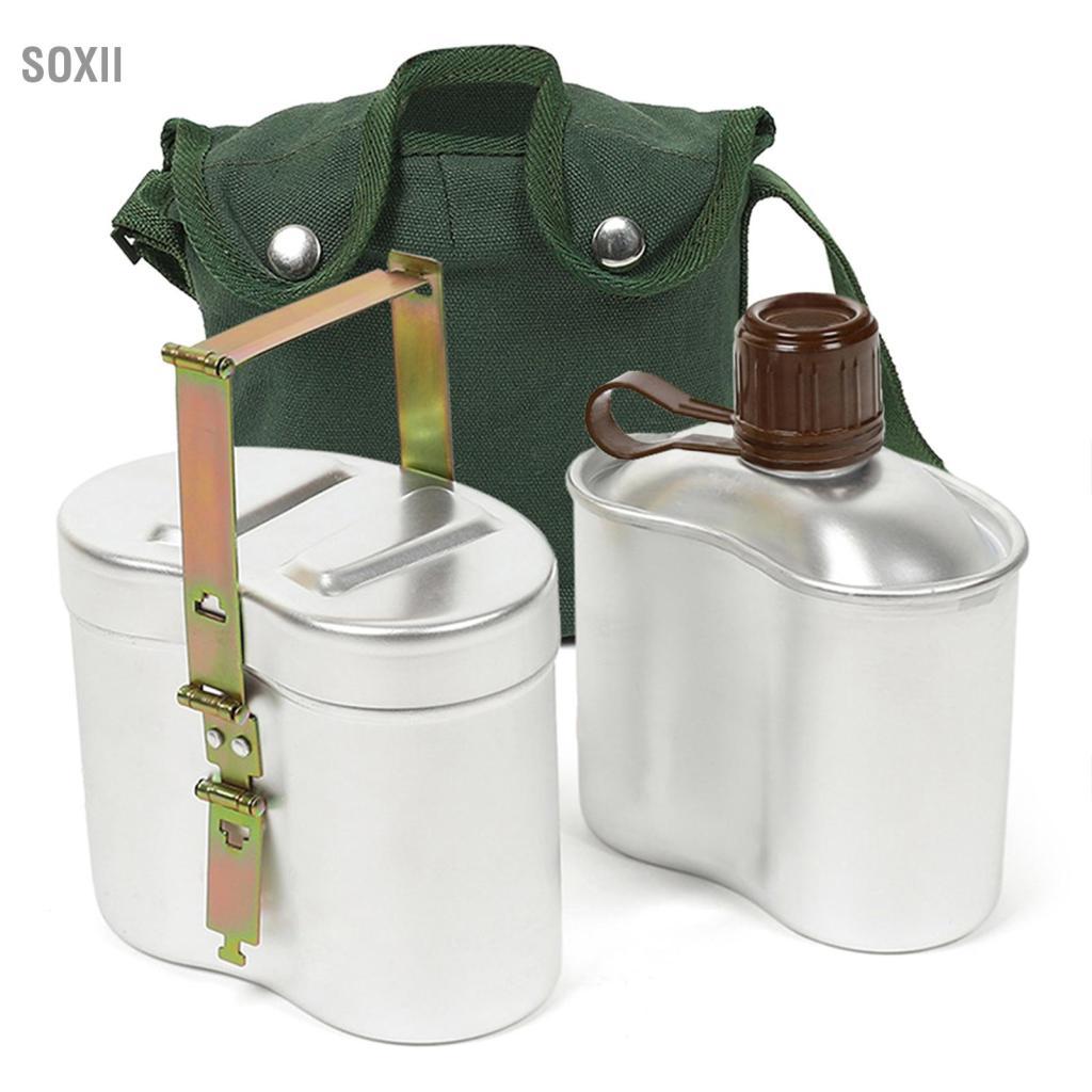 soxii GOTOTOP Bộ căng tin nhôm di động có cốc và nắp Dụng cụ nấu ăn nhẹ cho hoạt động đi bộ đường dài cắm trại ngoài trời