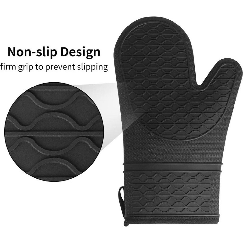 Găng tay lò nướng JIGK, Găng tay chịu nhiệt lót bông silicon, Găng tay làm bánh bền chống trượt tổ ong chuyên nghiệp dành cho gia đình