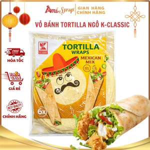 Vỏ bánh Tortilla Ngô K-Classic 25cm 6 Cái Bánh Cuốn Mexico Mỏng Nhẹ Mềm Dẻo Dễ Cuốn Thơm Vị Bắp