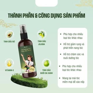 Xịt Dưỡng Tóc MOC AN Tinh Dầu Vỏ Bưởi Da Xanh 120ml - Giúp Tóc Mềm Mượt, Khỏe Đẹp.