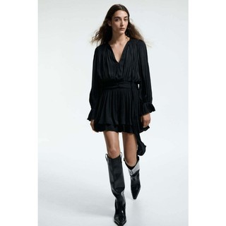 Váy ngắn xếp ly cổ tròn Z Spring 1304847 1322235