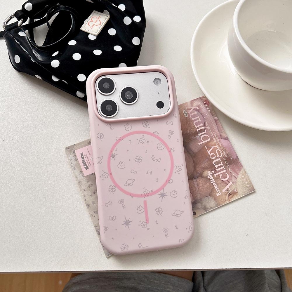 Vỏ TPU Tương Thích Với iPhone 13 14 14Pro 14ProMax 15 15Pro 15ProMax 16 16Pro 16ProMax 17 17Pro 17ProMax Ốp Nam Châm Họa Tiết Thỏ Ngôi Sao