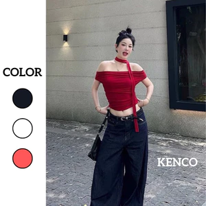Áo trễ vai nữ KÈM DÂY cộc tay thun cotton mềm mịn Z24 justdun