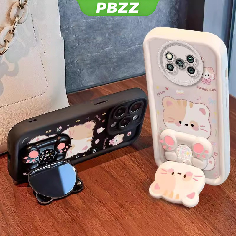 Ốp Lưng Cho XIAOMI POCO X3 PRO POCO X3 NFC POCO X3 Vỏ Điện Thoại Vỏ Mềm Silicon Chống Sốc Thiết Kế Mới Thẩm Mỹ Mèo Hoạt Hình Có Giá Đỡ Cho Gương JTMMZJ01