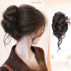 Tóc Búi Kẹp, Lông Tơ Xoăn Tự Nhiên - Màu Nâu Đen Cho Nữ