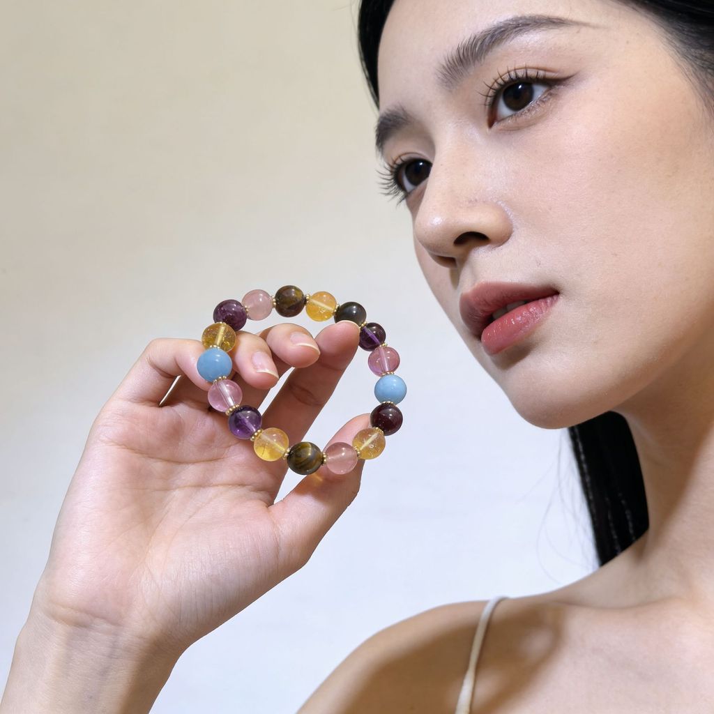 Đá Tự Nhiên Multigem Vòng Tay Ins Sang Trọng Dopamine Cầu Vồng Trang Sức Dành Cho Nữ Người Bạn Thân Nhất