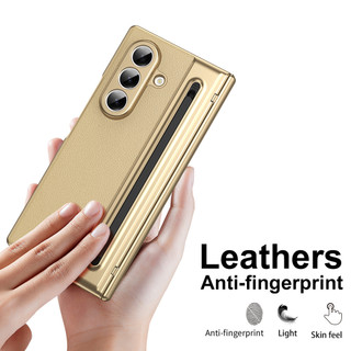 Ốp Điện Thoại Bút Cảm Ứng Sang Trọng Cho Samsung Z Fold 7 6 5 4 3 Da Bản Lề Bảo Vệ Phim Cường Lực Chống Sốc Ốp Lưng