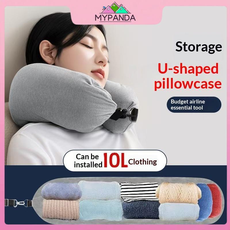 MYPANDA Travel Ne Gối Có Túi Bảo Quản Quần Áo Có Thể Lấp Đầy Vỏ Gối Hình Chữ U Lông Cừu Pha Lê Ne Gối Cho Du Lịch Máy Bay.