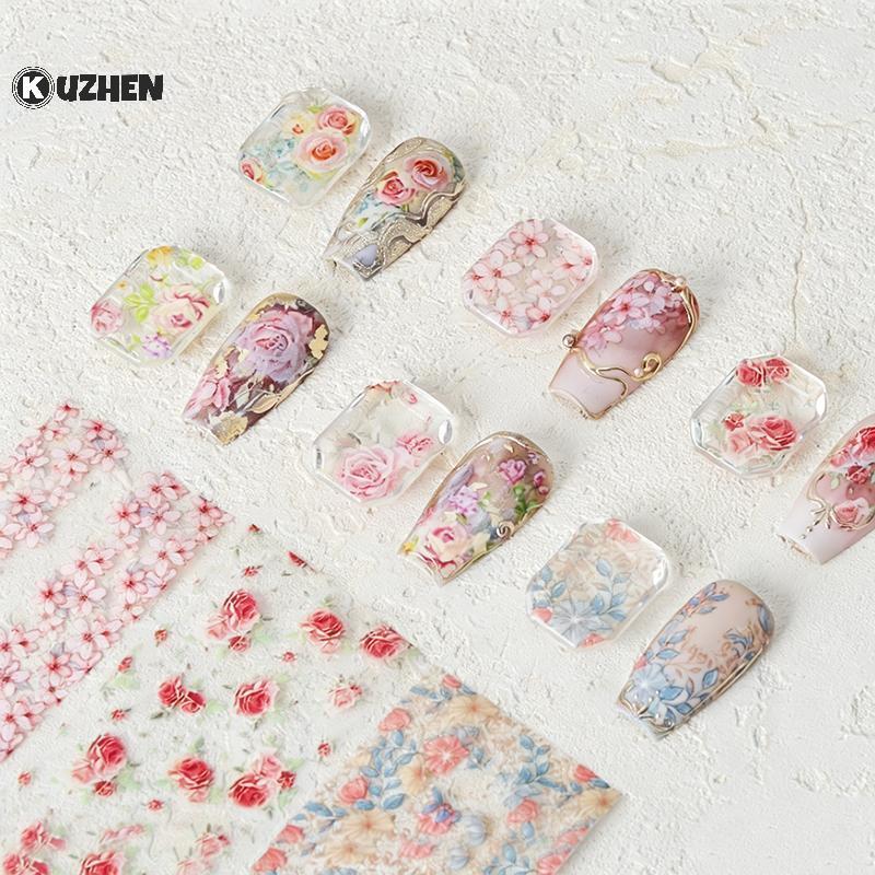 KUZHEN Hoa Nail Transfer Foil Stiers 100cm Hoa Hồng Giấy Cho Salon Và Gia Đình DIY Làm Móng Tay Sáng Tạo Thiết Kế Móng Tay HOT